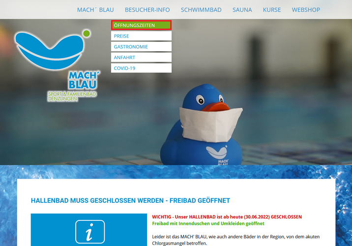 �ffnungszeiten Mach Blau